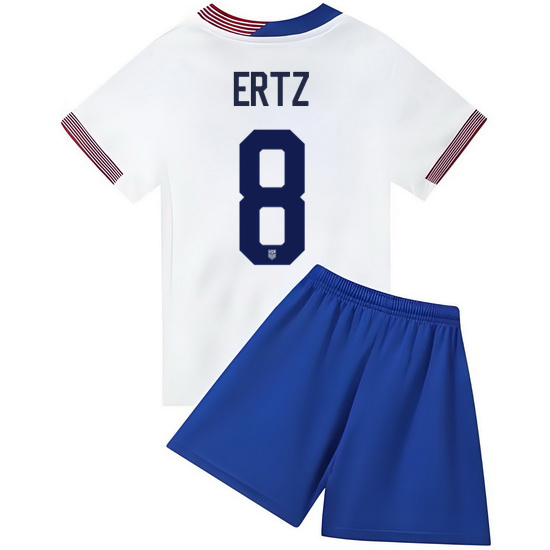 2024 Julie Ertz #8 White USA Home Kids Soccer Jersey