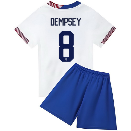 2024 Clint Dempsey #8 White USA Home Kids Soccer Jersey