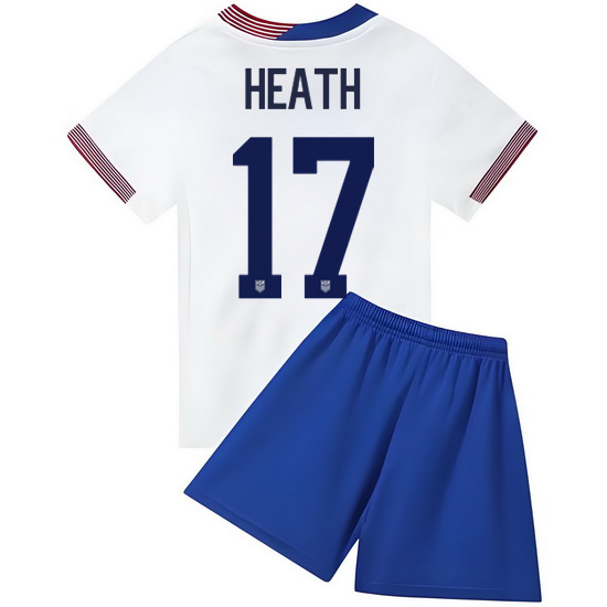 2024 Tobin Heath #17 White USA Home Kids Soccer Jersey
