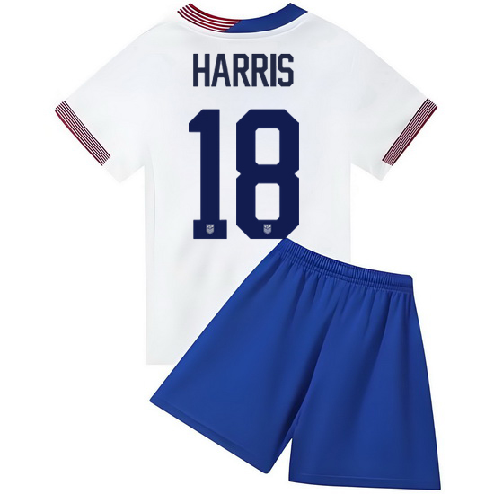 2024 Ashlyn Harris #18 White USA Home Kids Soccer Jersey