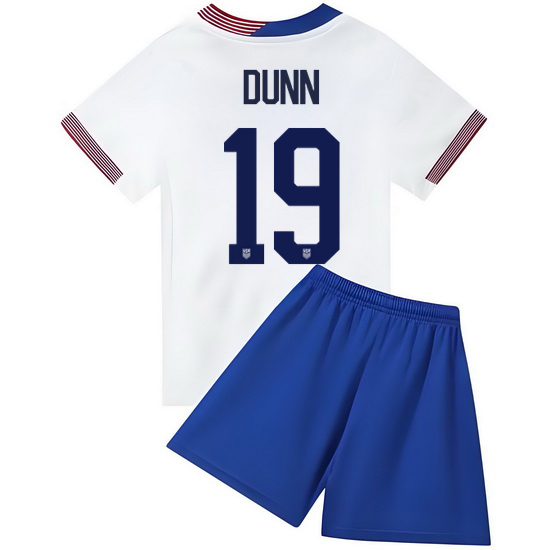 2024 Crystal Dunn #19 White USA Home Kids Soccer Jersey