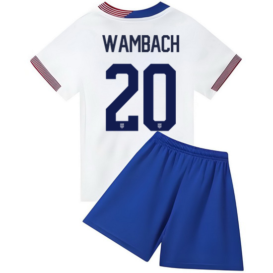 2024 Abby Wambach #20 White USA Home Kids Soccer Jersey