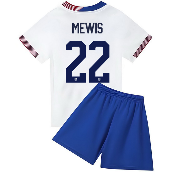 2024 Kristie Mewis #22 White USA Home Kids Soccer Jersey
