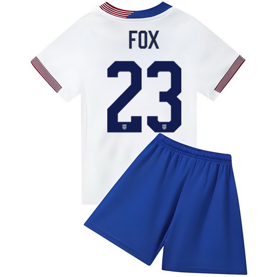 2024 Emily Fox #23 White USA Home Kids Soccer Jersey