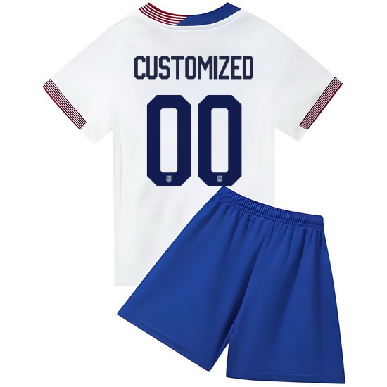 2024 Custom #00 White USA Home Kids Soccer Jersey