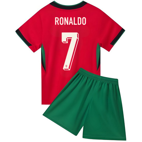 2024 Cristiano Ronaldo #7 Red Portugal Home Kids Soccer Jersey