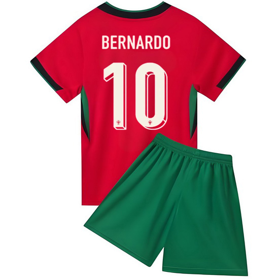 2024 Bernardo Silva #10 Red Portugal Home Kids Soccer Jersey