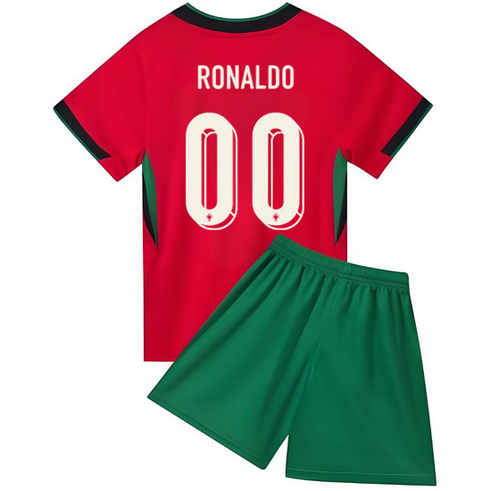 2024 Custom #00 Red Portugal Home Kids Soccer Jersey