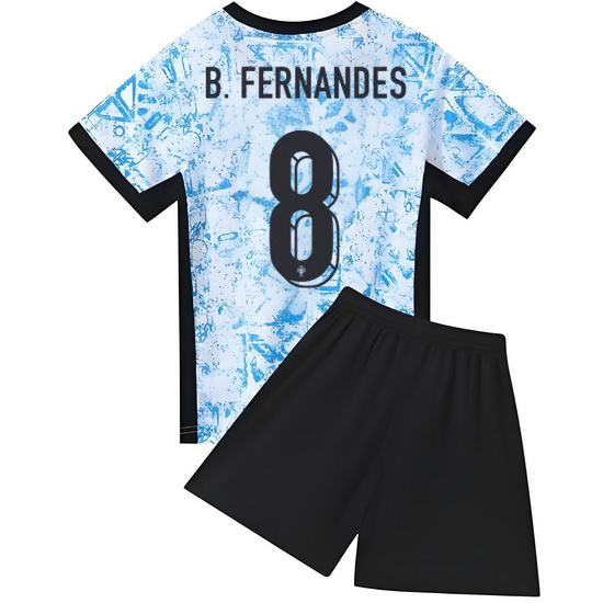 2024 Bruno Fernandes #8 Blue Portugal Away Kids Soccer Jersey