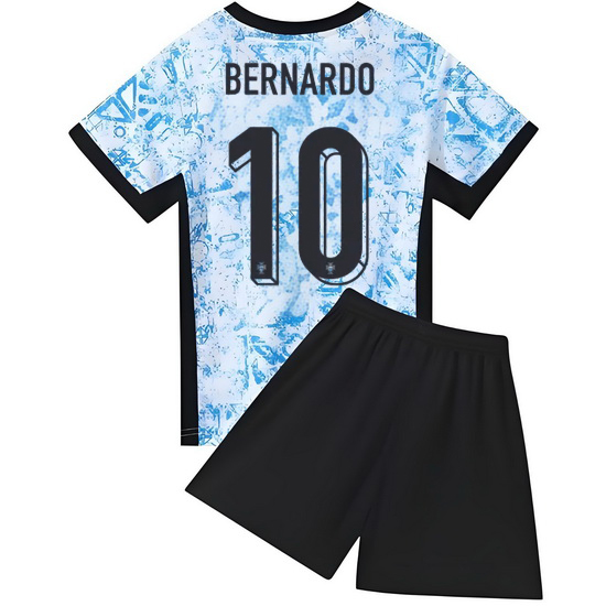 2024 Bernardo Silva #10 Blue Portugal Away Kids Soccer Jersey