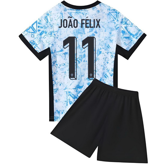 2024 Joao Felix #11 Blue Portugal Away Kids Soccer Jersey