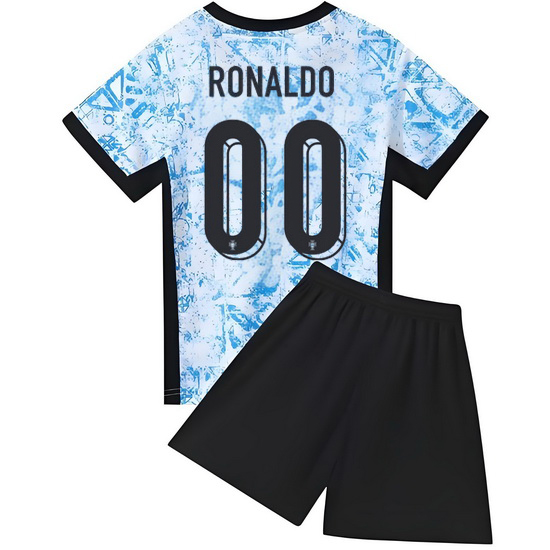 2024 Custom #00 Blue Portugal Away Kids Soccer Jersey