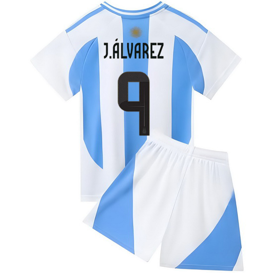 2024 Julian Alvarez #9 White/Blue Argentina Home Kids Jersey