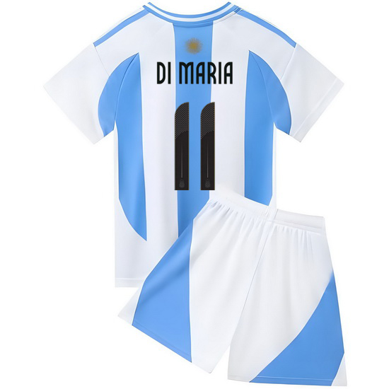 2024 Angel Di Maria #11 White/Blue Argentina Home Kids Jersey
