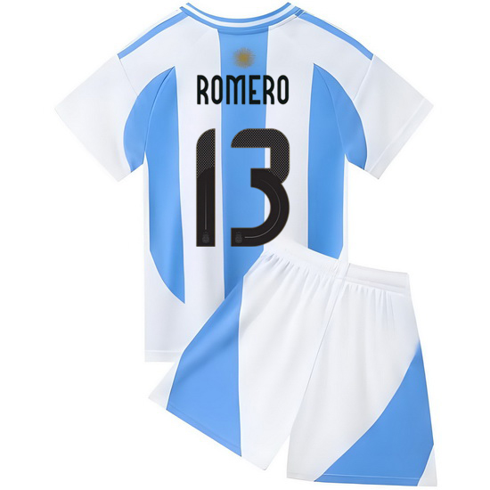 2024 Cristian Romero #13 White/Blue Argentina Home Kids Jersey