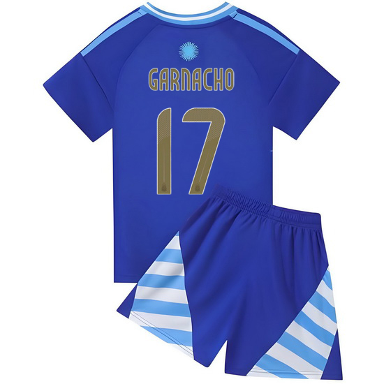 2024 Alejandro Garnacho #17 Lucid Blue Argentina Away Kids Jersey