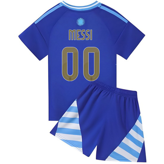 2024 Custom #00 Lucid Blue Argentina Away Kids Jersey