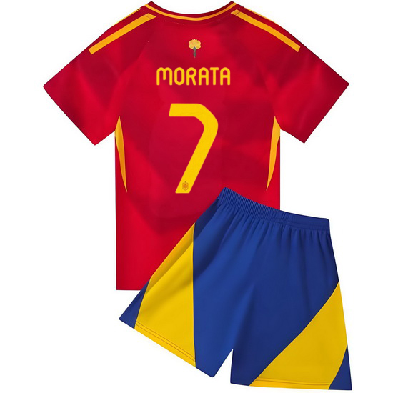 2024 Alvaro Morata #7 Red Spain Home Kids Soccer Jersey