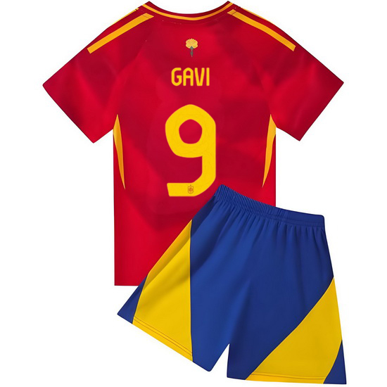 2024 Gavi #9 Red Spain Home Kids Soccer Jersey
