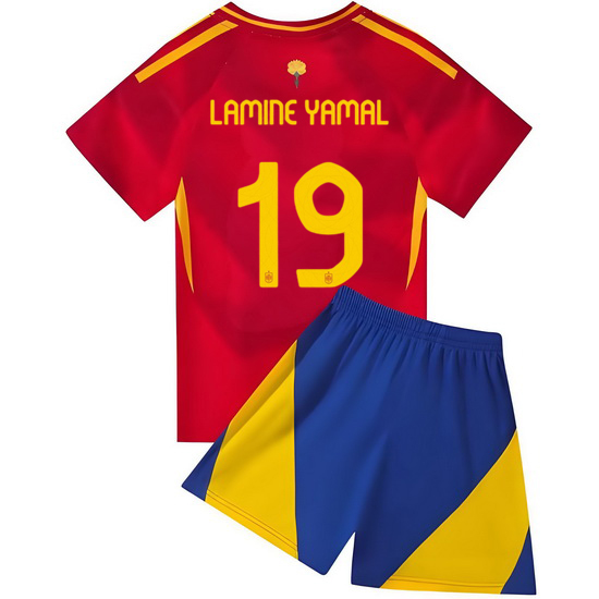 2024 Lamine Yamal #19 Red Spain Home Kids Soccer Jersey