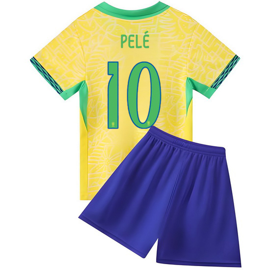 2024 Pele #10 Yellow Brazil Home Kids Soccer Jersey