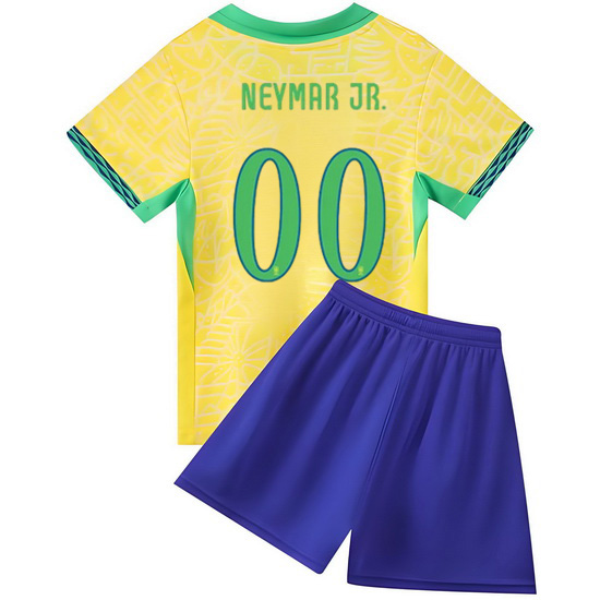 2024 Custom #00 Yellow Brazil Home Kids Soccer Jersey