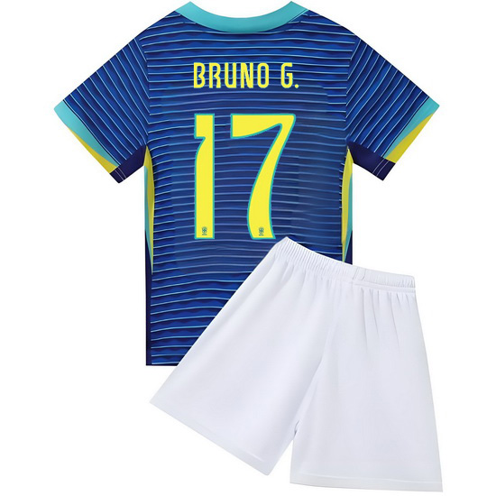 2024 Bruno Guimaraes #7 Blue Brazil Away Kids Soccer Jersey