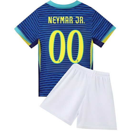 2024 Custom #00 Blue Brazil Away Kids Soccer Jersey