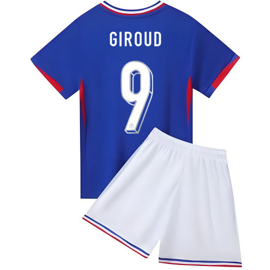 2024 Olivier Giroud #9 Blue France Home Kids Soccer Jersey