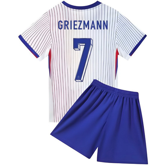 2024 Antoine Griezmann #7 White France Away Kids Soccer Jersey