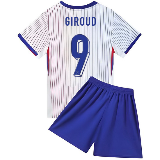 2024 Olivier Giroud #9 White France Away Kids Soccer Jersey