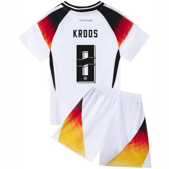 2024 Toni Kroos #8 White Germany Home Kids Soccer Jersey