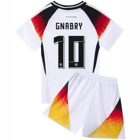 2024 Serge Gnabry #10 White Germany Home Kids Soccer Jersey