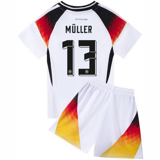 2024 Thomas Muller #13 White Germany Home Kids Soccer Jersey