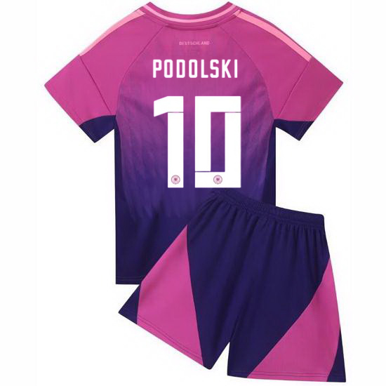 2024 Lukas Podolski #10 Pink Germany Away Kids Soccer Jersey