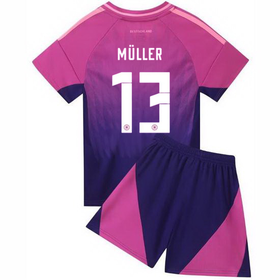 2024 Thomas Muller #13 Pink Germany Away Kids Soccer Jersey
