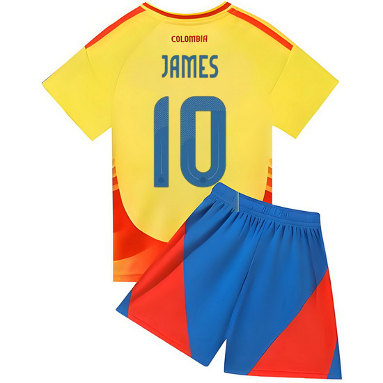 2024 James Rodriguez #10 Yellow Colombia Home Kids Soccer Jersey