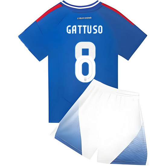 2024 Gennaro Gattuso #8 Blue Italy Home Kids Soccer Jersey