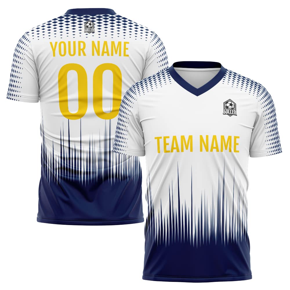 Custom Soccer Jersey White Navy Fashion Personalized Team Shirt