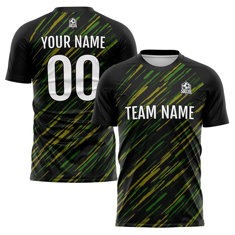 Custom Soccer Jersey Black Green Fashion Personalized Team Shirt