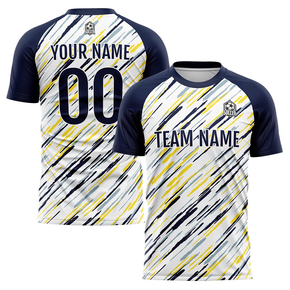 Custom Soccer Jersey White Navy W Fashion Personalized Team Shirt