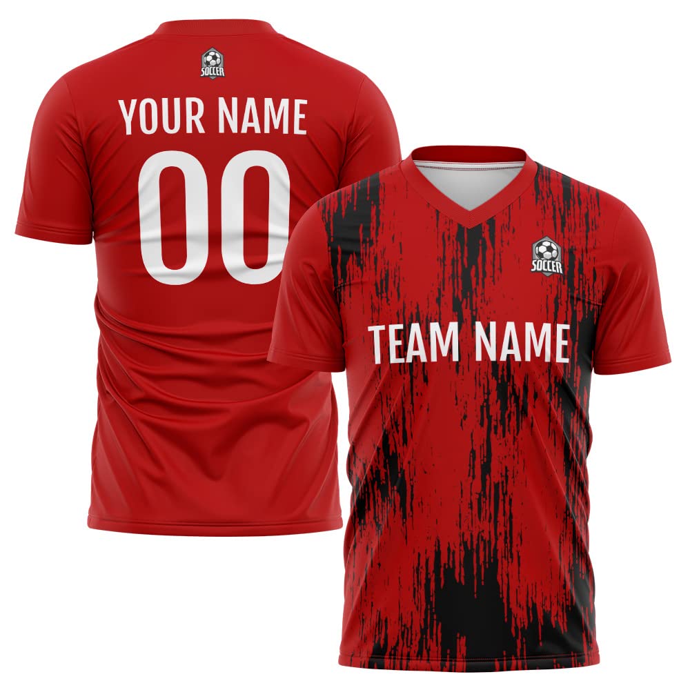 Custom Soccer Jersey Red Black Fashion Personalized Team Shirt