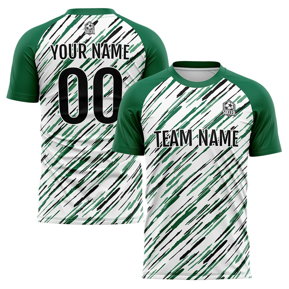 Custom Soccer Jersey Green White Fashion Personalized Team Shirt