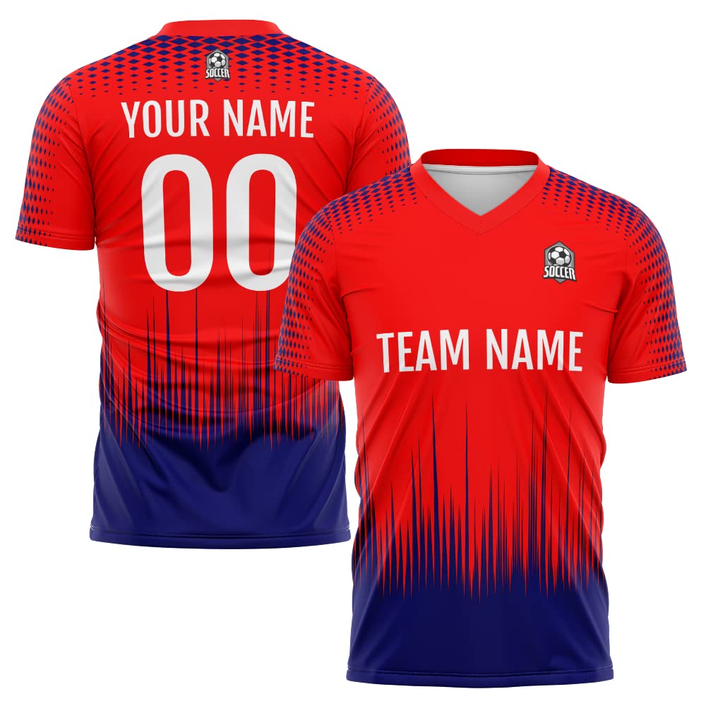 Custom Soccer Jersey Red Navy Fashion Personalized Team Shirt
