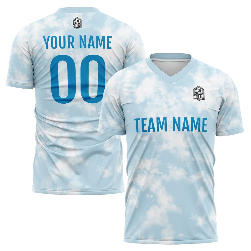 Custom Soccer Jersey Light Blue White Fashion Personalized Team Shirt
