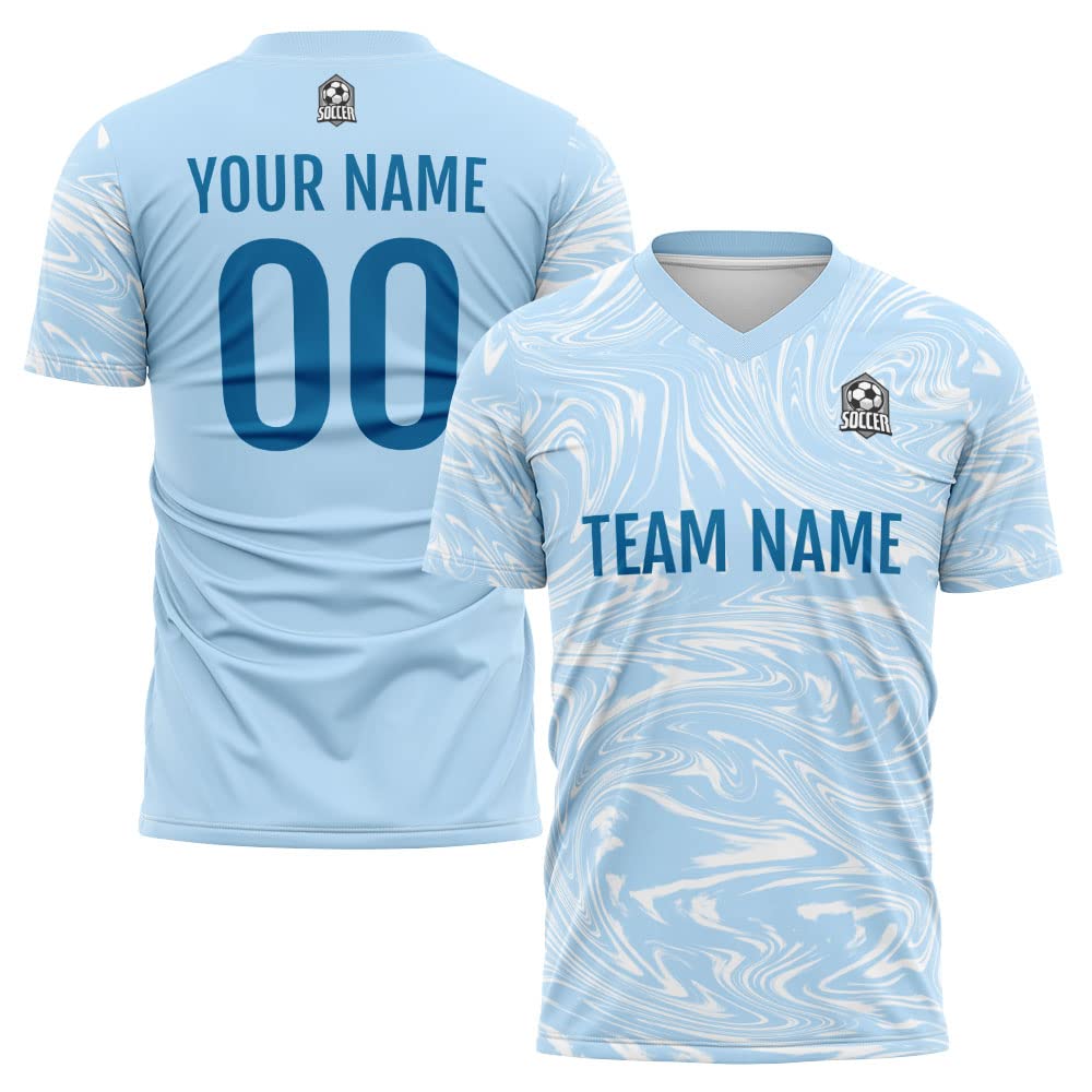 Custom Soccer Jersey Light Blue W Fashion Personalized Team Shirt