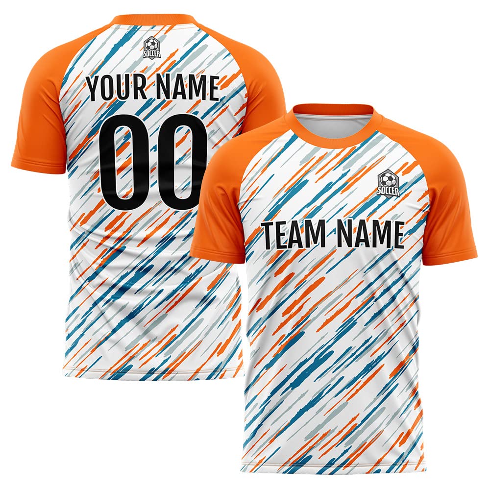 Custom Soccer Jersey White Orange Fashion Personalized Team Shirt