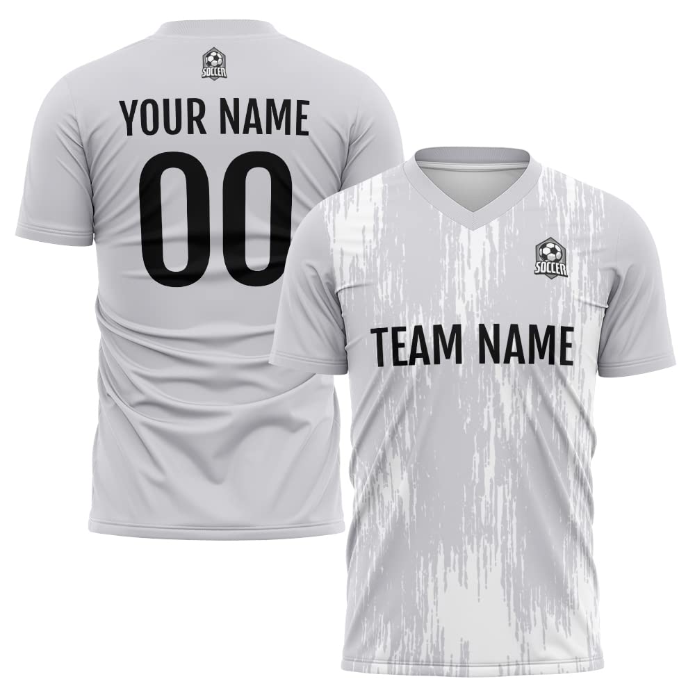 Custom Soccer Jersey Gray R Fashion Personalized Team Shirt
