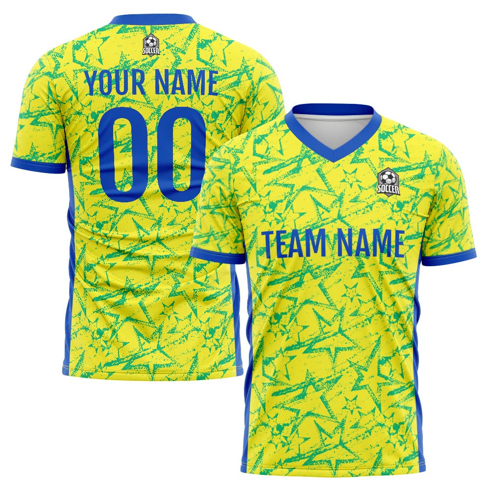 Custom Soccer Jersey Yellow Fashion Personalized Team Shirt