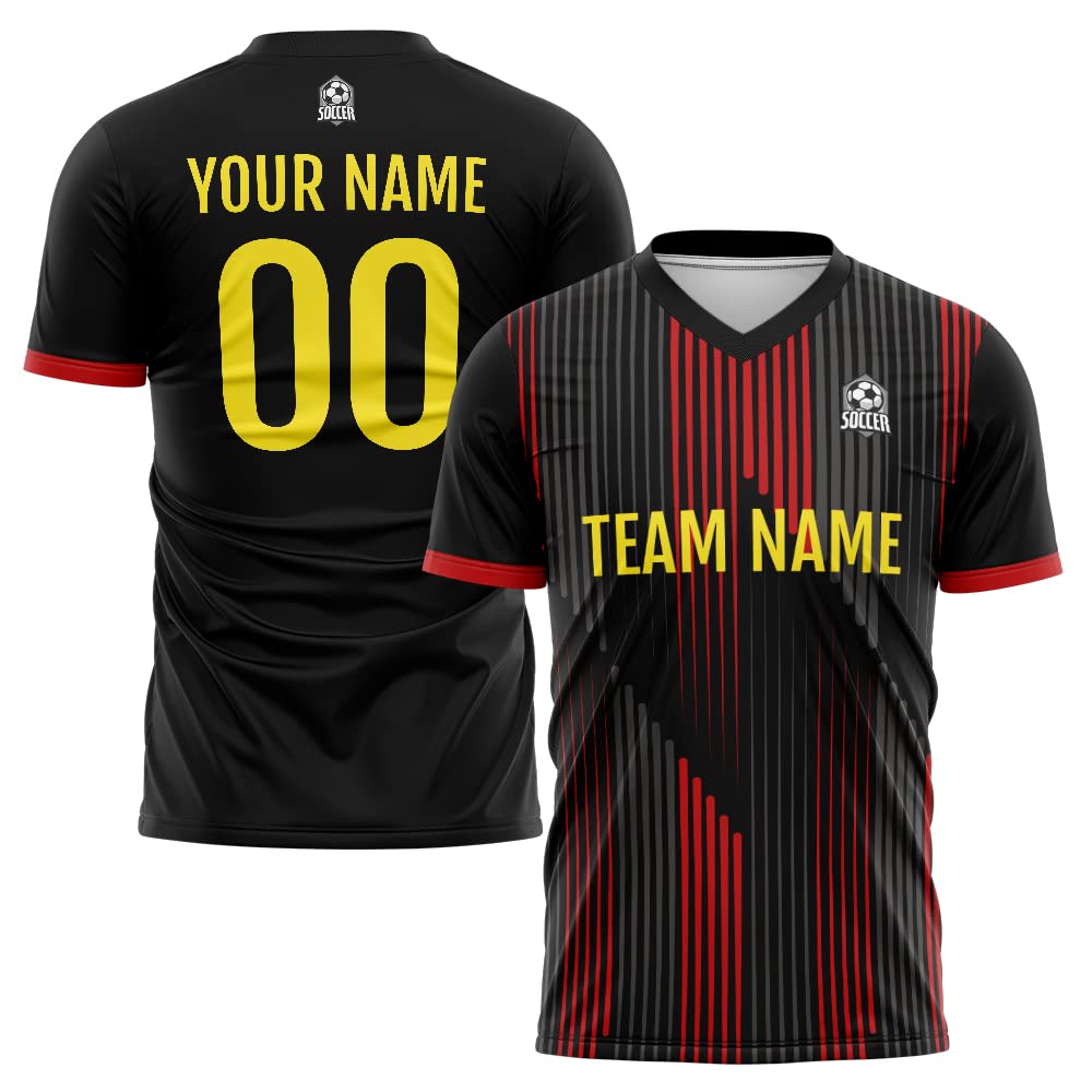 Custom Soccer Jersey Black Red Fashion Personalized Team Shirt